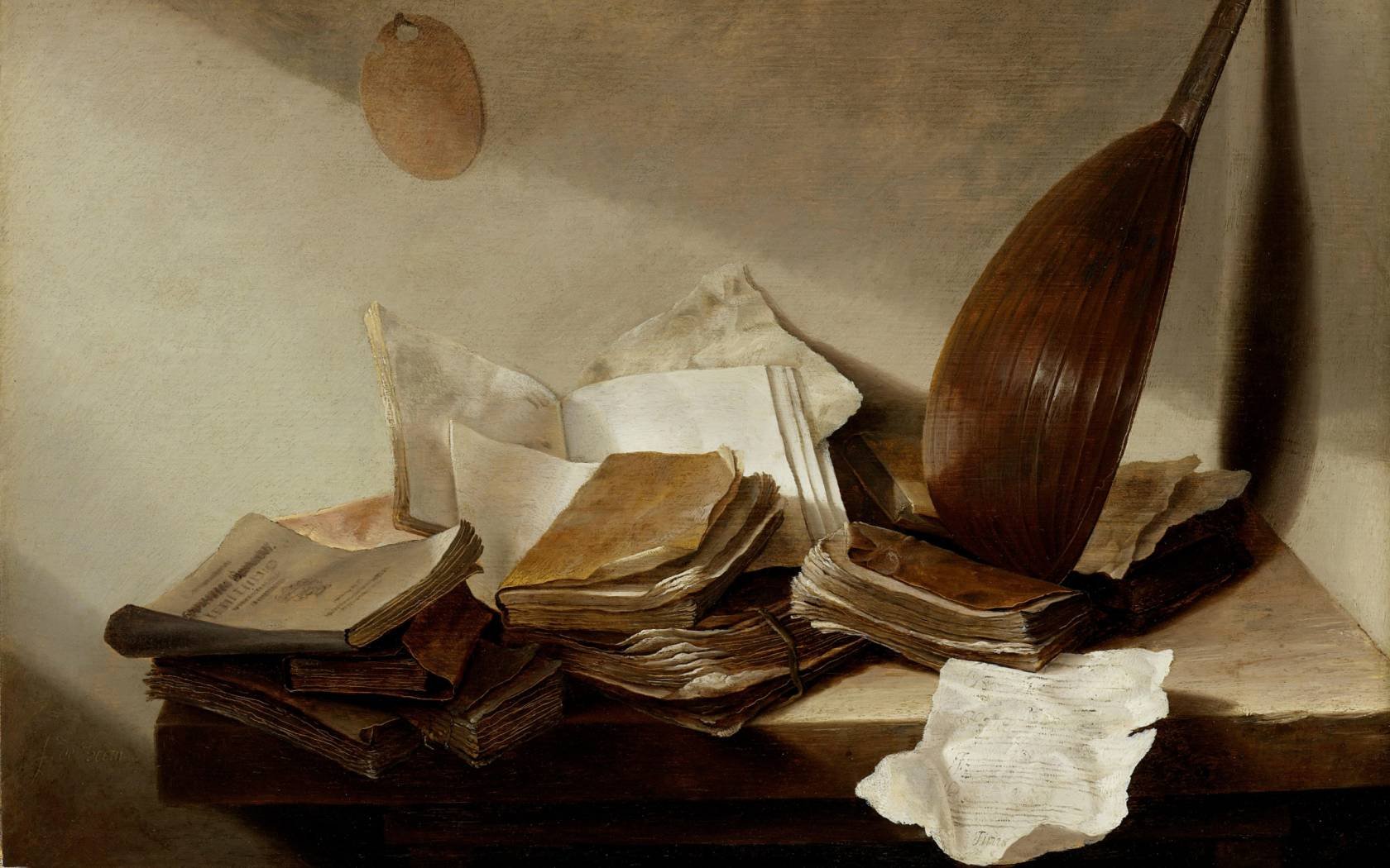 A still life with books by Jan Davidsz de Heem.
