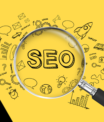 forstørrelsesglass som viser bokstavene SEO