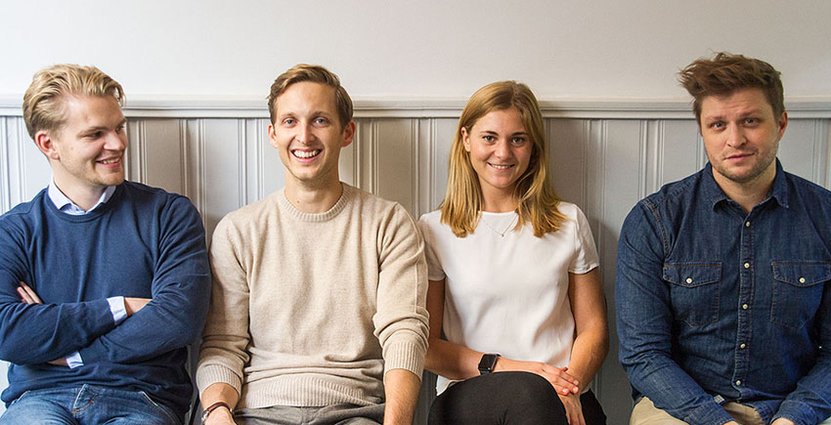 Karmas grundare: Hjalmar Ståhlberg Nordegren, vd, Ludvig Berling, produktchef, Elsa Bernadotte, ekonomichef och Mattis Larsson, teknikchef. 