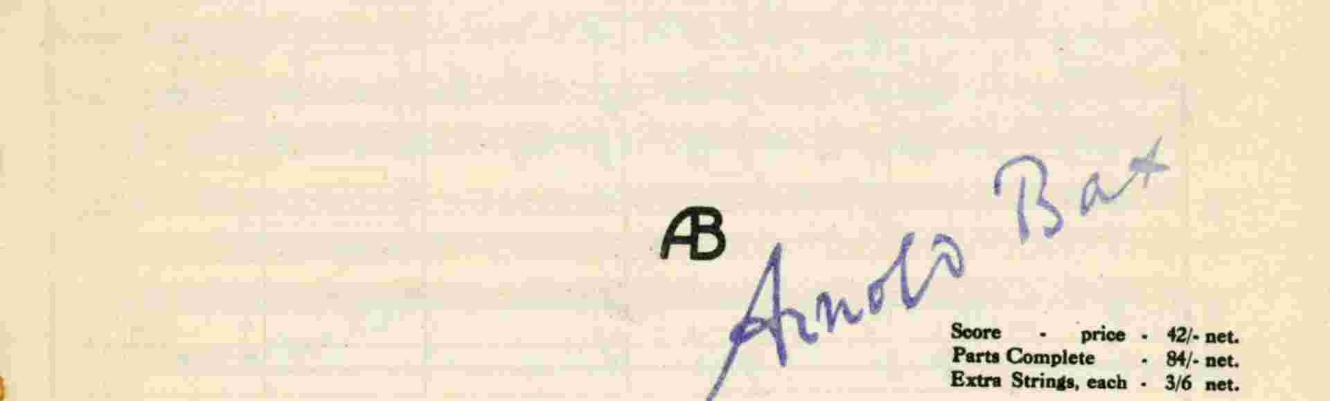 The title page of Arnold Bax's score for Symphony No 1 in E Flat.