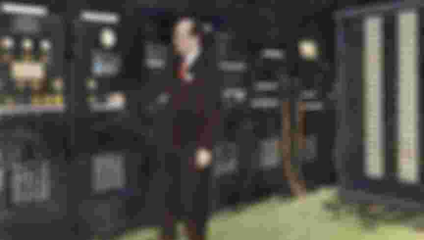 John von Neumann and the ENIAC computer, oil paints over a photograph. Credit: GRANGER - Historical Picture Archive / Alamy Stock Photo.