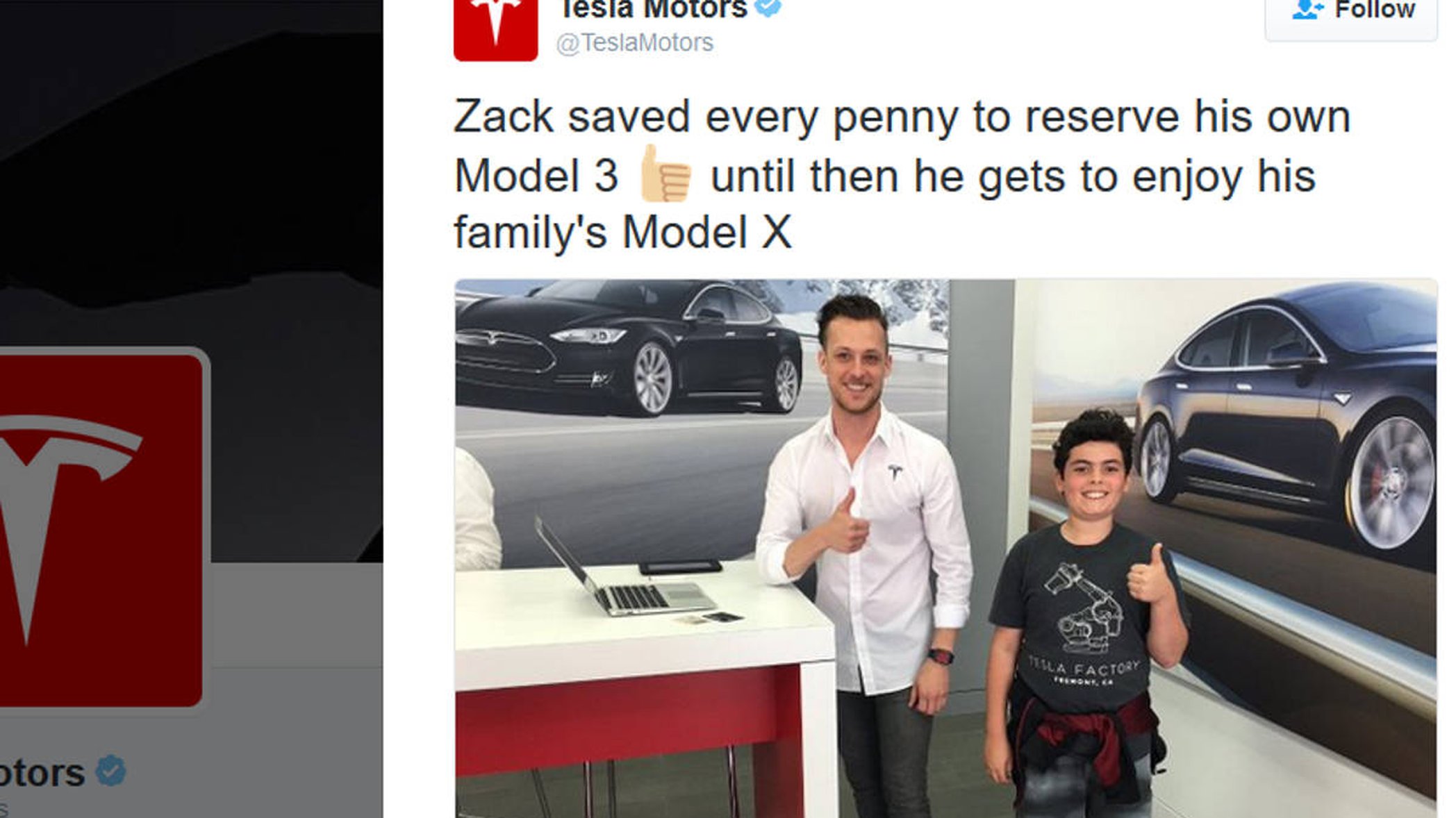 Zack slaktade spargrisen för att lägga handpenning på en Tesla Model 3.