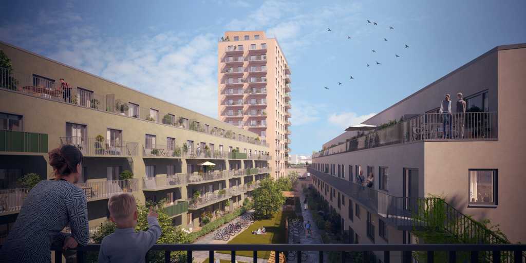 Innergård på Etapp 5 på Årstafältet