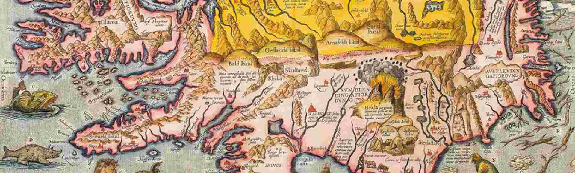 Abraham Ortelius' map of Iceland, created around 1590.