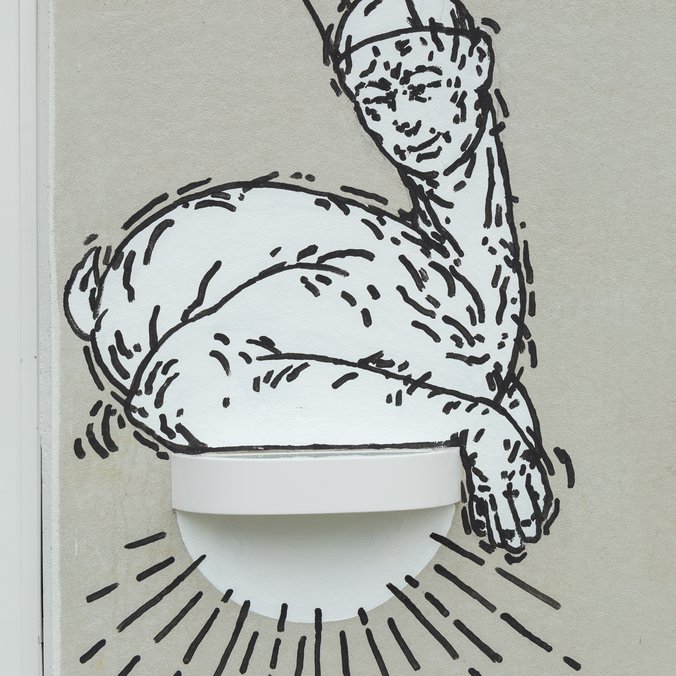 Närbild på väggmålningen Under stenen.