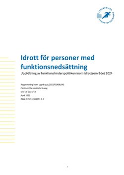 Idrott för personer med funktionsnedsättning – uppföljning 2024