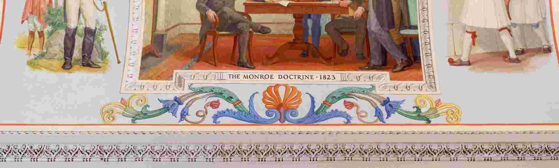 'The Monroe Doctrine, 1823' by Allyn Cox (1973), a large oil mural in the US Capitol. Credit: Wikimedia/ US Capitol