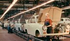 The Trabant car being manufactured at the East German Sachsenring car plant.
