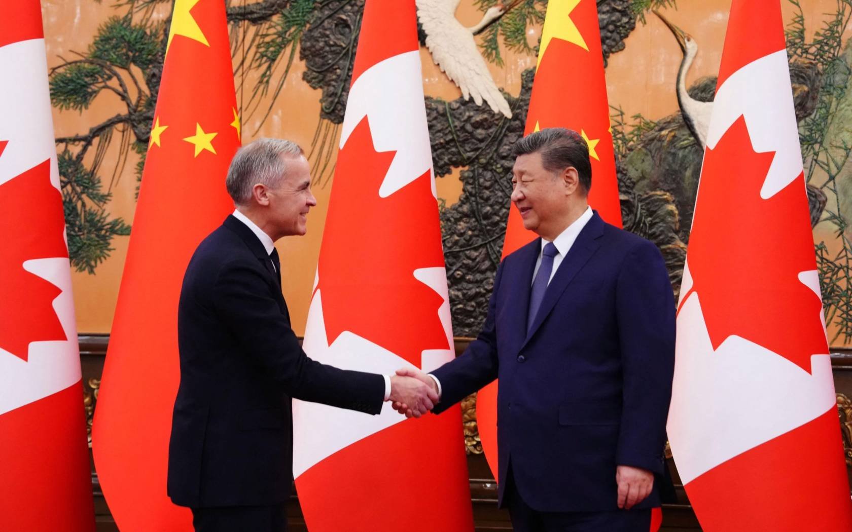 Prime Minister Mark Carney meets with Chinese President Xi Jinping at the Great Hall of the People in Beijing, China on Friday, 16th January 2026.