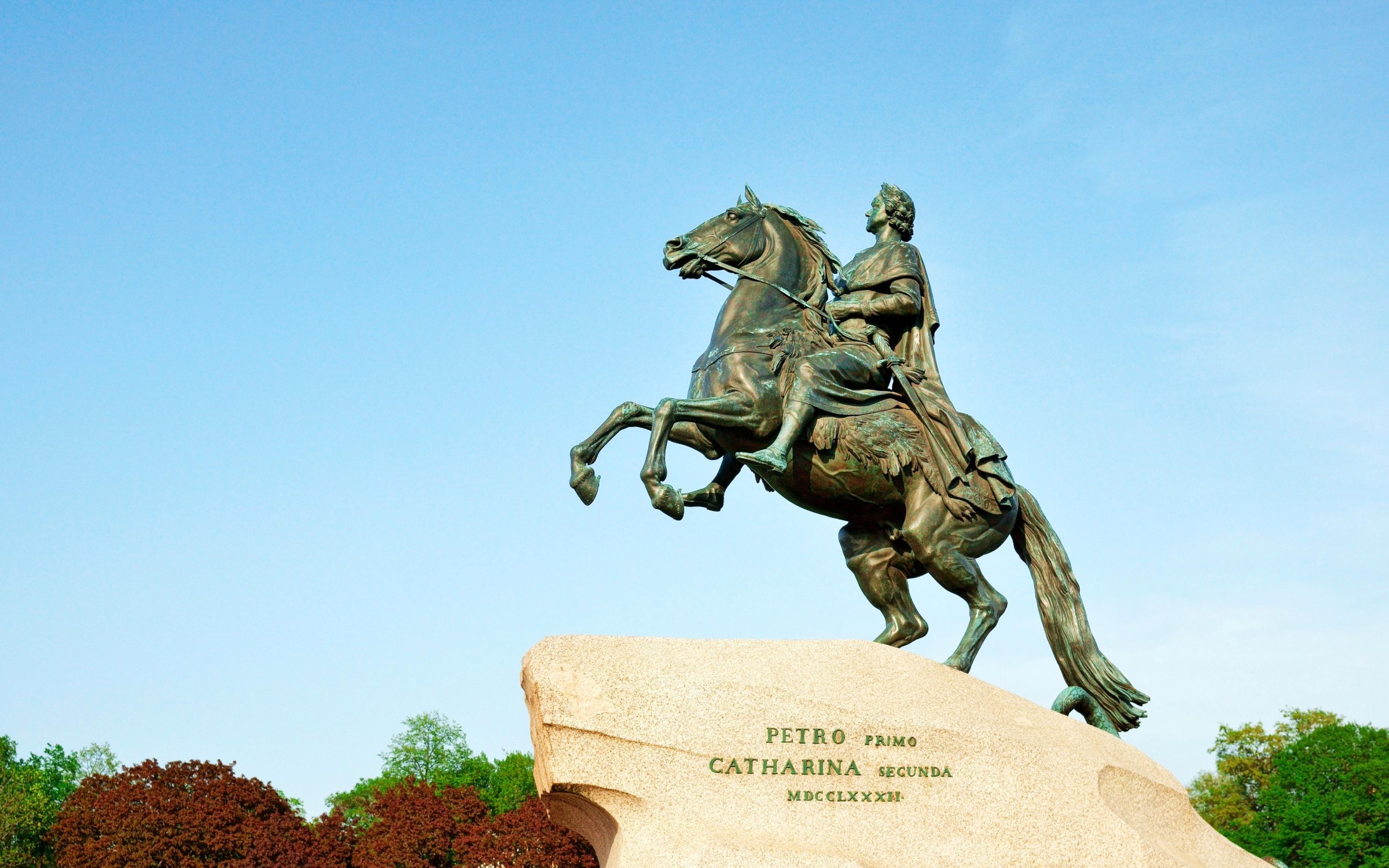 The Bronze Horseman equestrian statue of Peter the Great in St Petersburg.