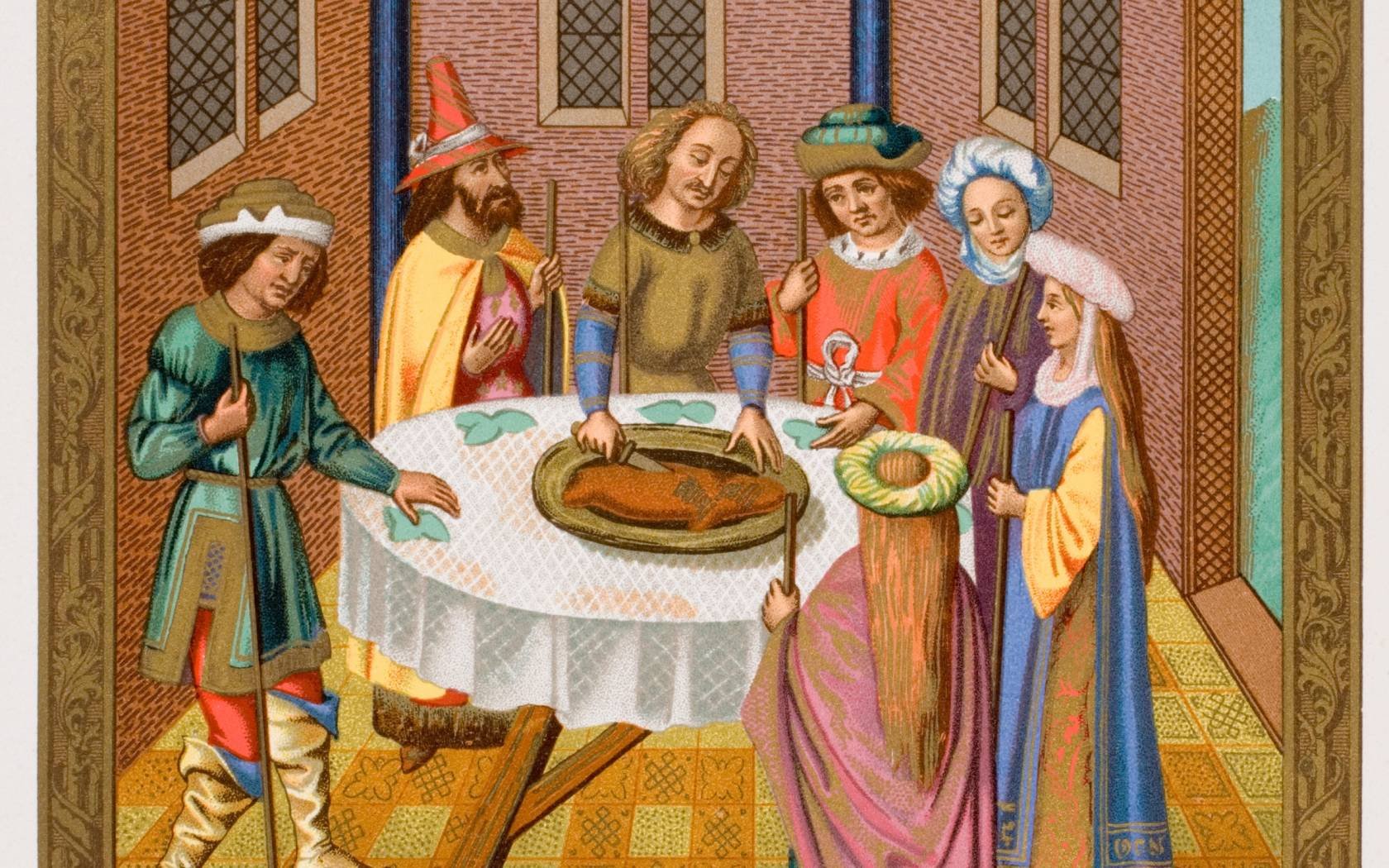A Medieval painting of Passover.