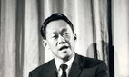 Lee Kuan Yew, the Prime Minister of Singapore, gives a press conference.
