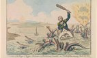 A 1798 cartoon by James Gillray depicting Admiral Horatio Nelson destroying 'Revolutionary Crocodiles' coloured with the French Tricolore, after the Battle of the Nile at Aboukir Bay.