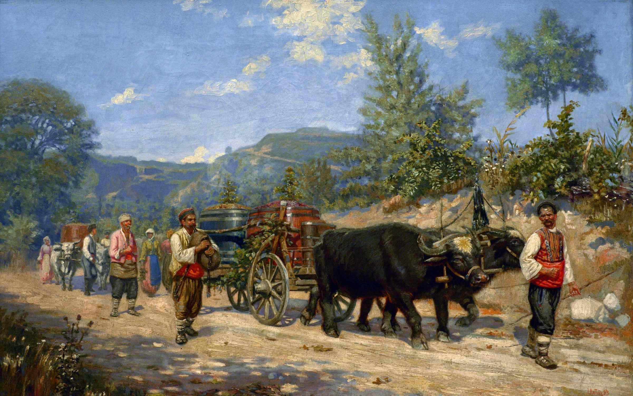 Returning from the Grape Harvest (1893) by Bulgarian painter Anton Mitov.