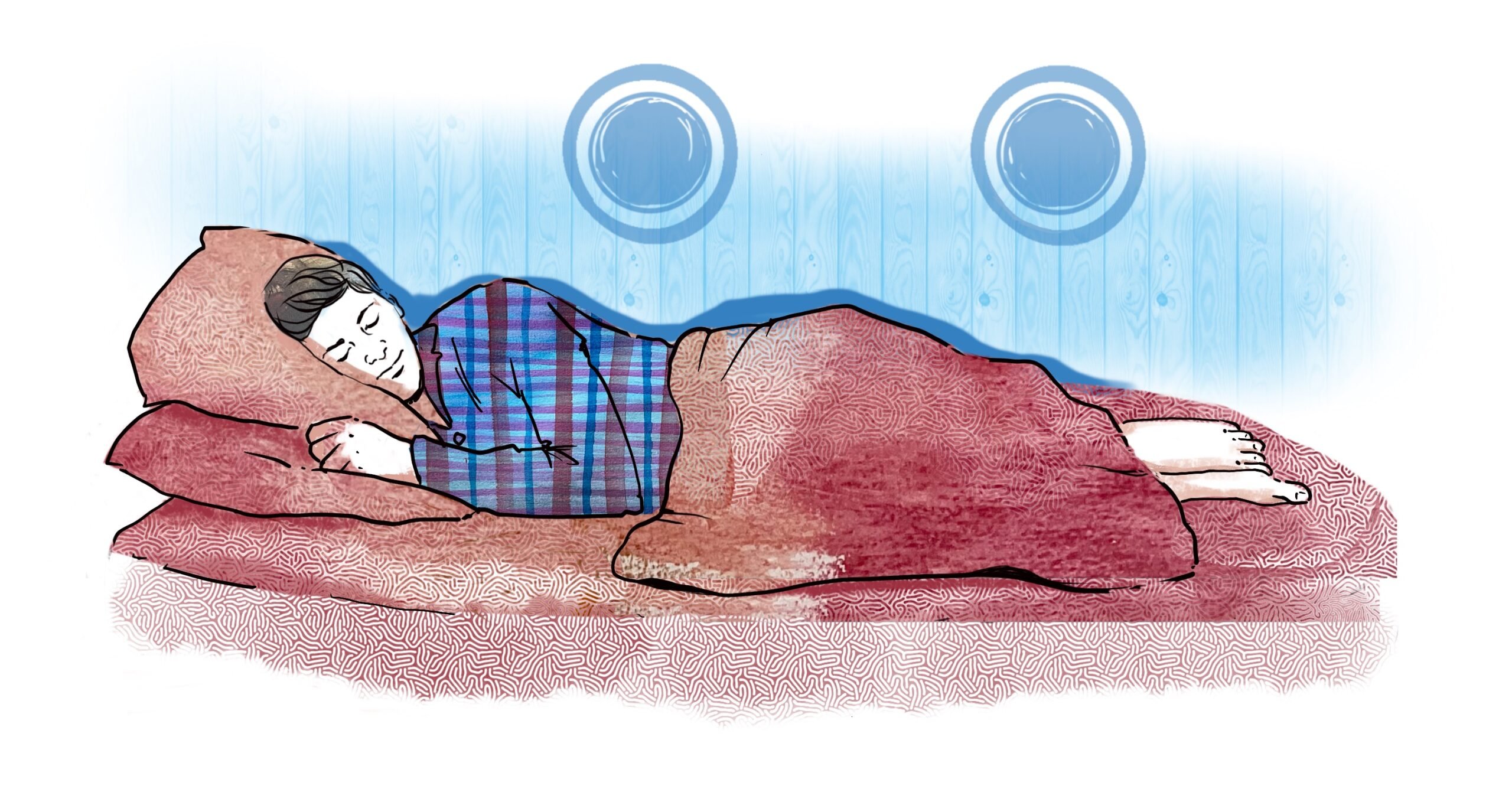 sömn person sover i hytt Illustration