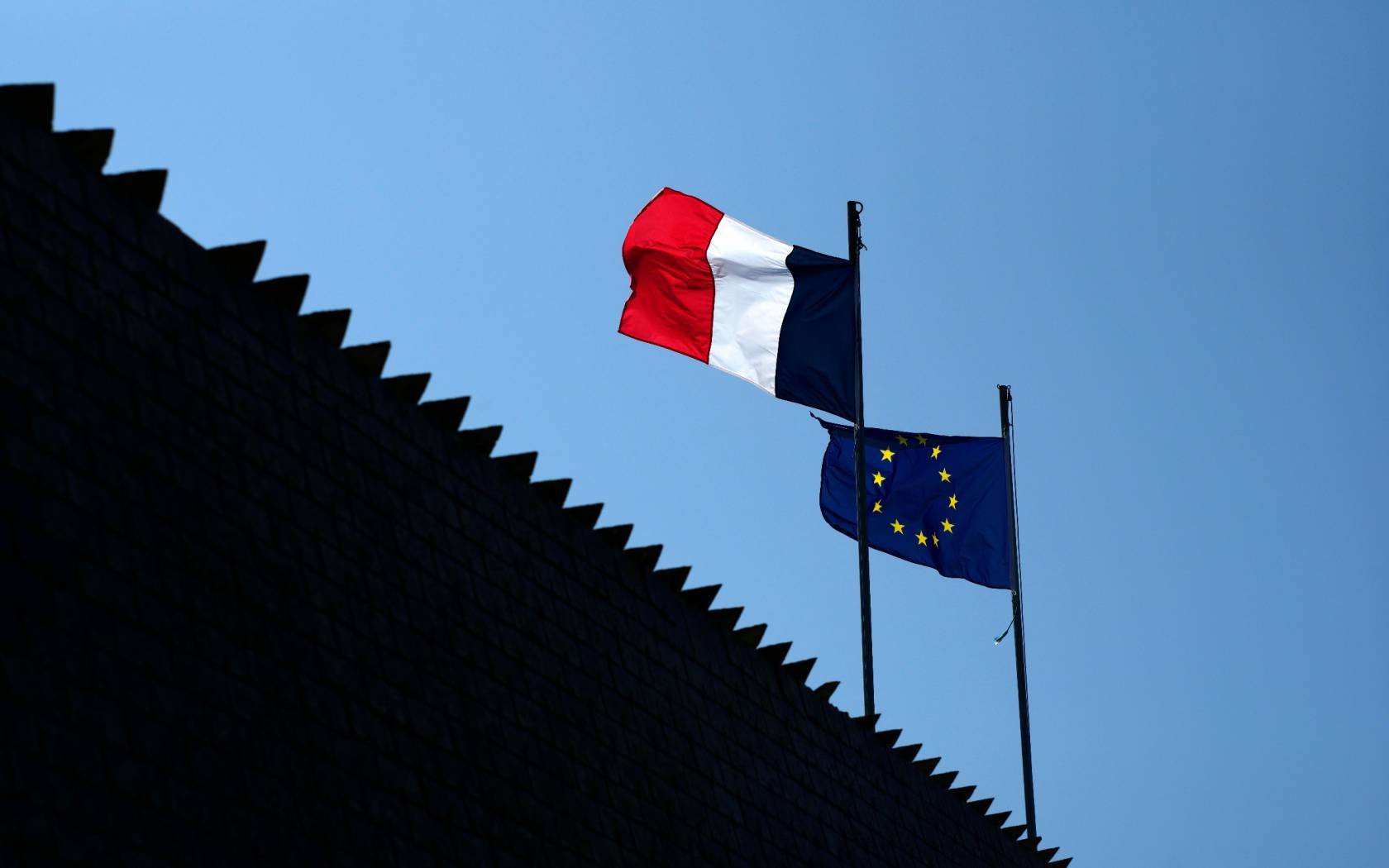 French and European flags