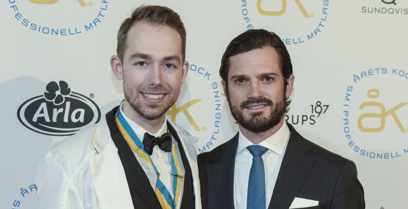 H.K.H Prins Carl Philip och Johan Backéus, vinnare av Årets Kock 2017. 