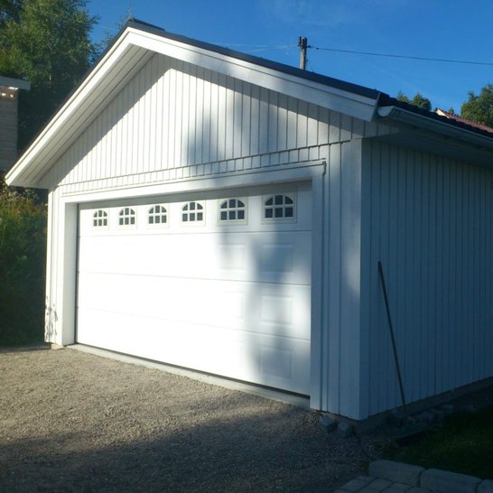 All white elegant large garage