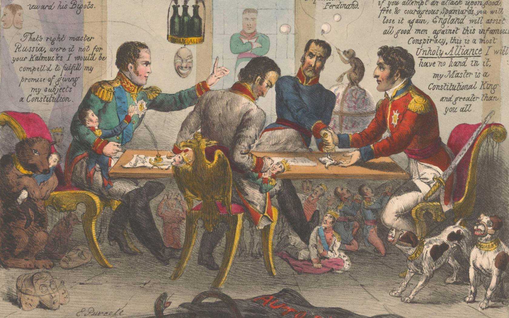 Cartoon of the Holy Alliance from 1823.