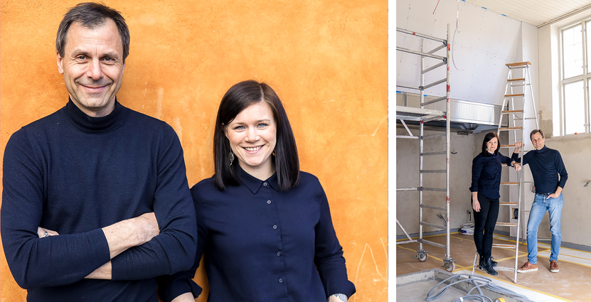 Sebastian Schildt, silversmed och juvelerare, och Elvira Lindqvist,<br />
tidigare kökschef på Fotografiska och Årets Stellakock 2020. Foto: Ruben Schildt