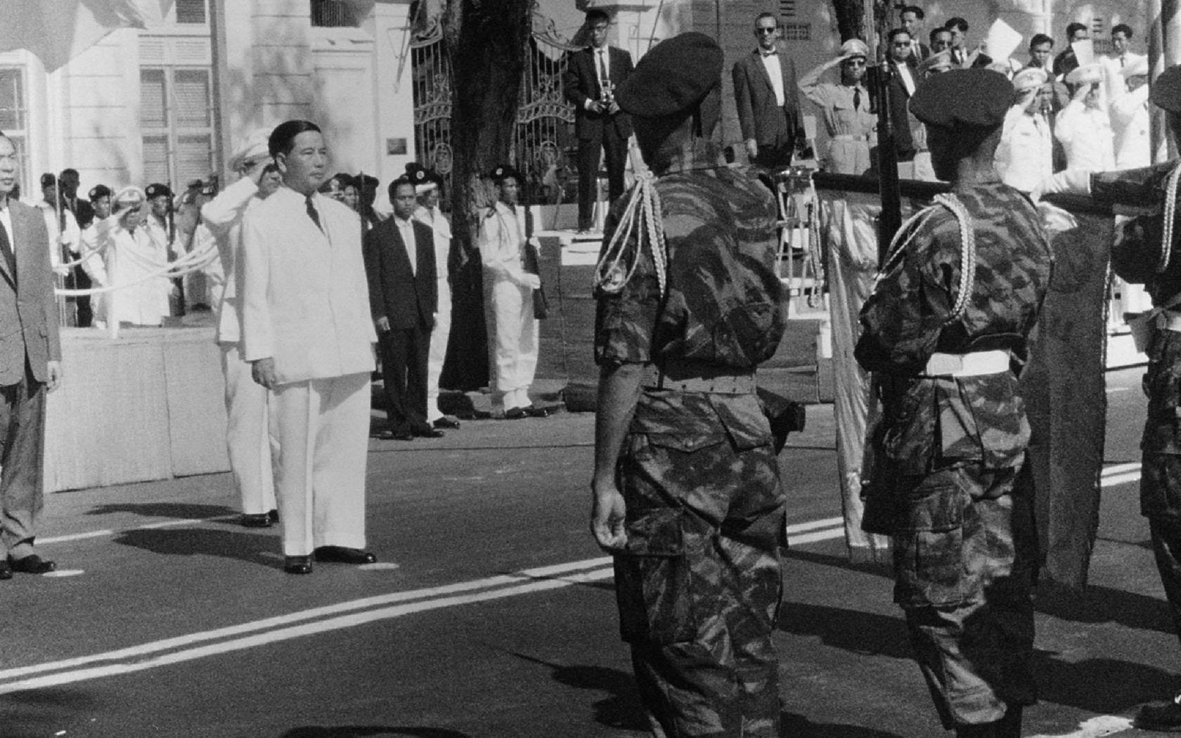 South Vietnamese President Ngo Dinh Diem, receives a pledge of loyalty from the army that would later kill him.