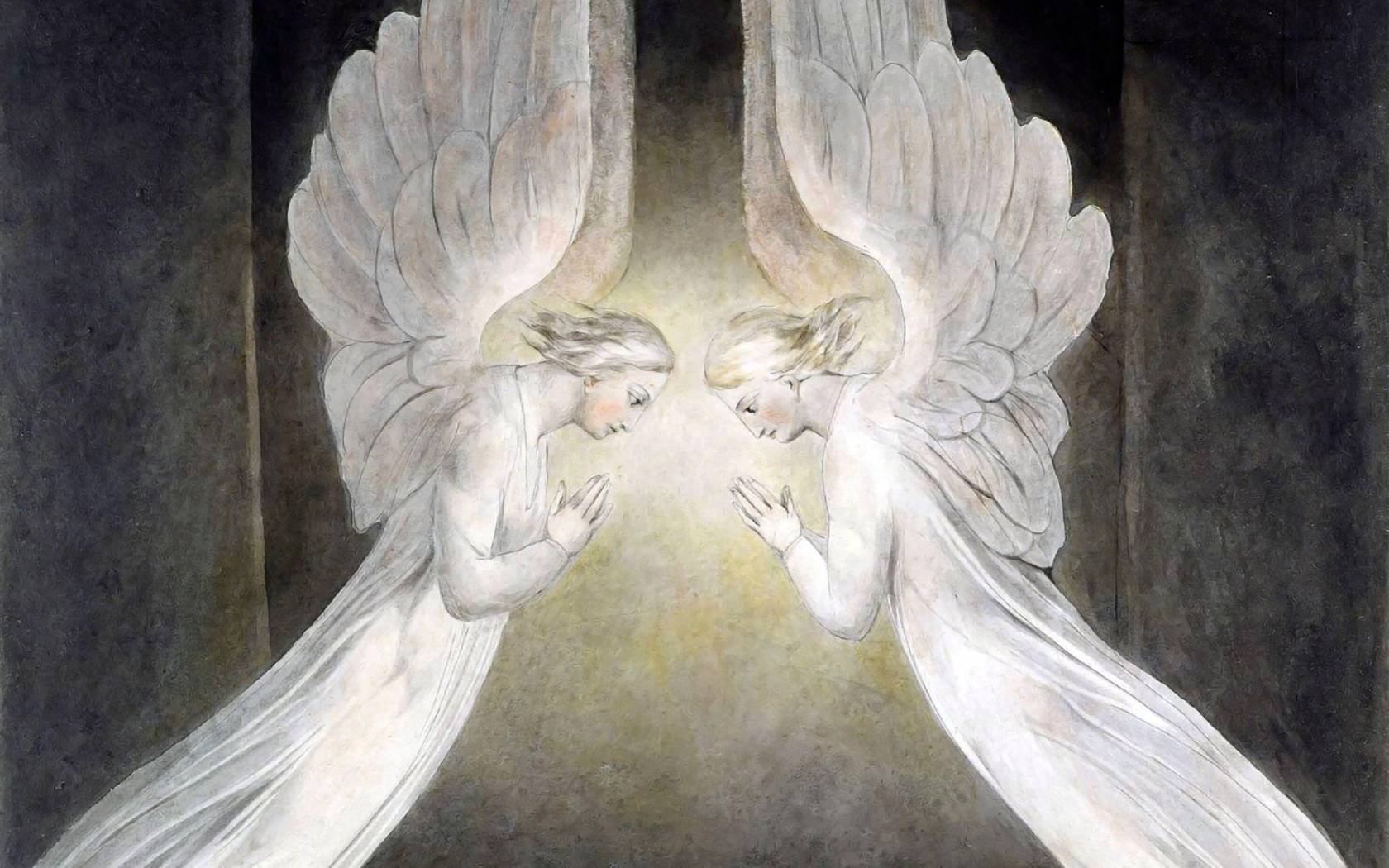 The Angels Hovering Over the Body of Christ in the Sepulchre by William Blake, c. 1805.