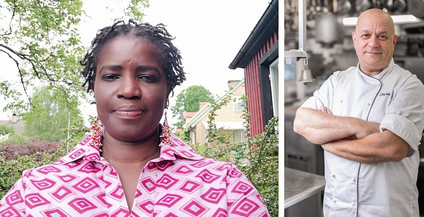 Banna Thioubou, Eures-rådgivare på arbetsförmedlingen, <br />
och Dragan Unic, kökschef på Stufvenäs Gästgifveri i Kalmar. Foto: Privat/Stufvenäs Gästgifveri