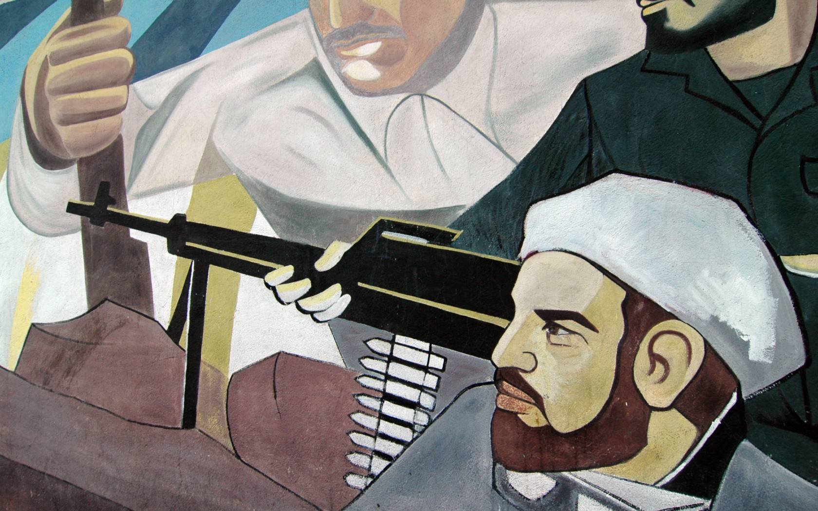A large billboard with Iranian propaganda regarding the Israeli-Palestinian conflict.