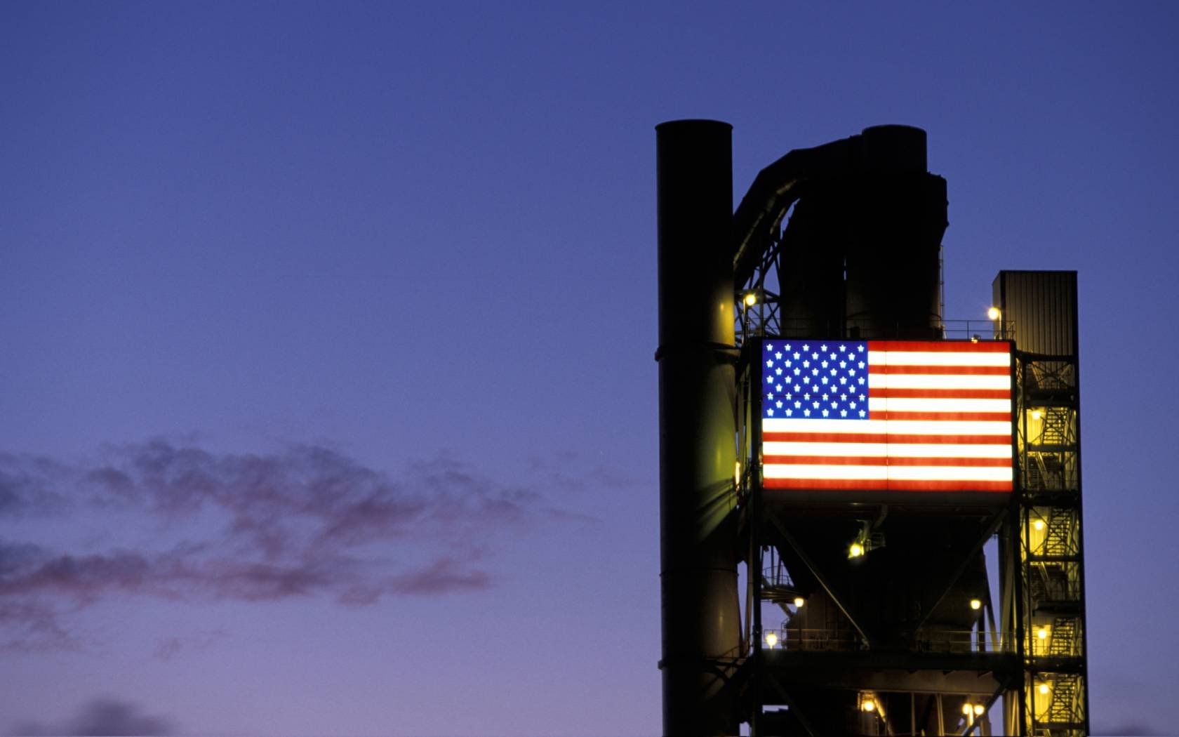 US flag on an industrial site outside Seattle.