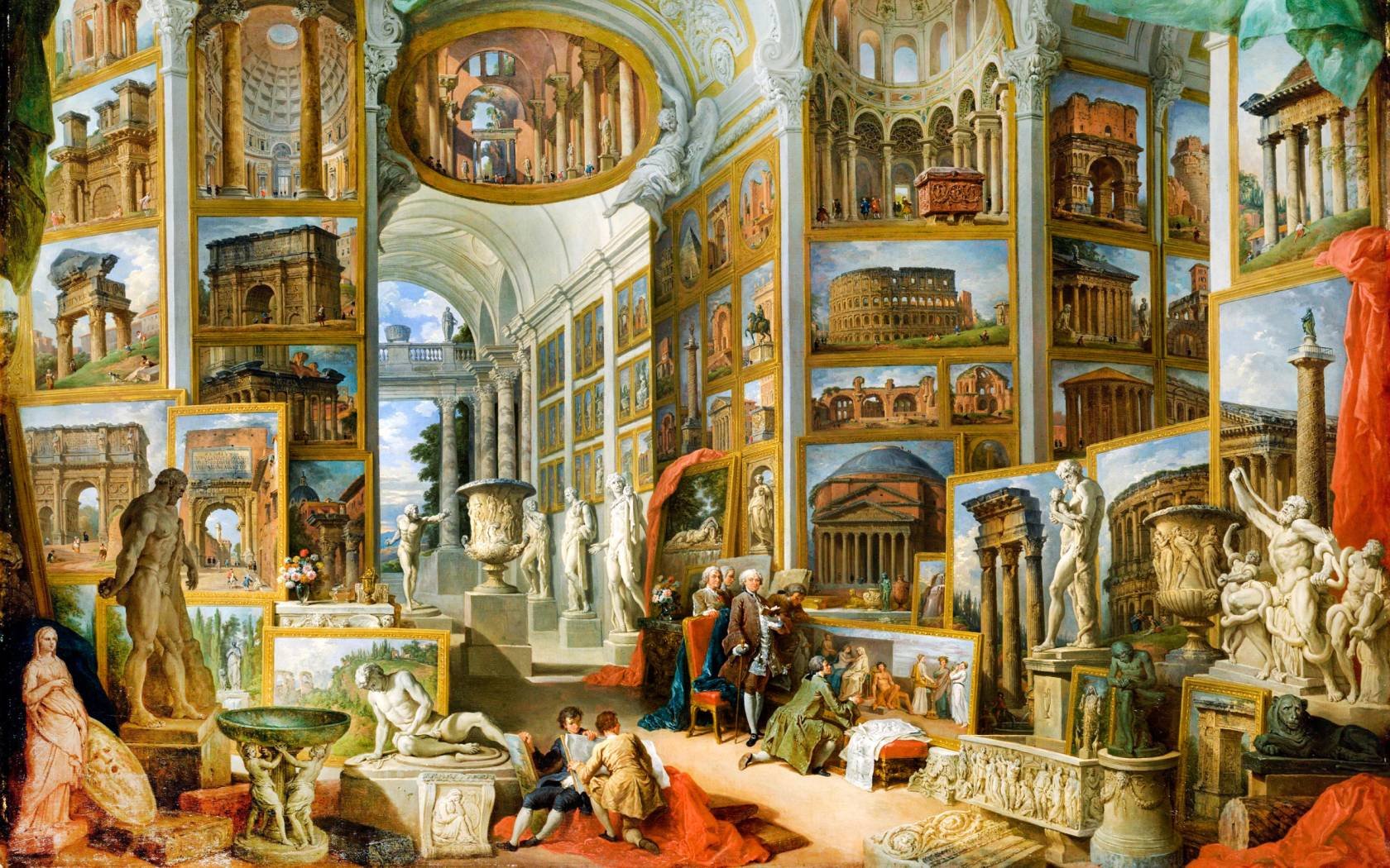 Giovanni Paolo Panin's 1757 Ancient Rome hangs in the Metropolitan Museum of Art, New York City.
