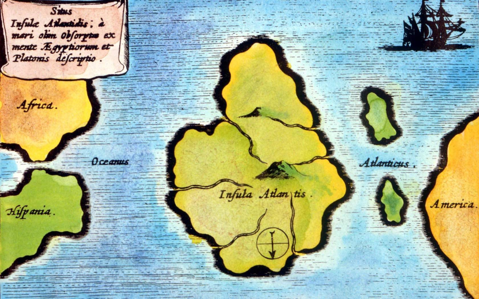The Renaissance polymath Athansius Kircher's map of Atlantis.