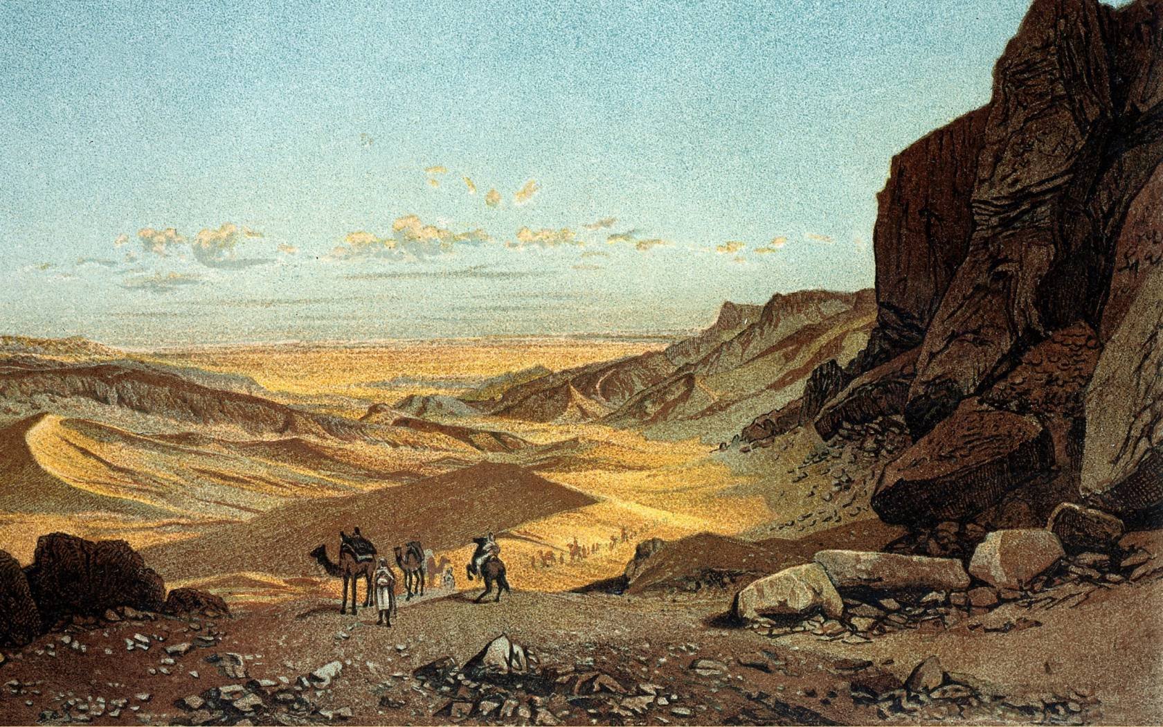 Chromolithograph of the Sahara desert.