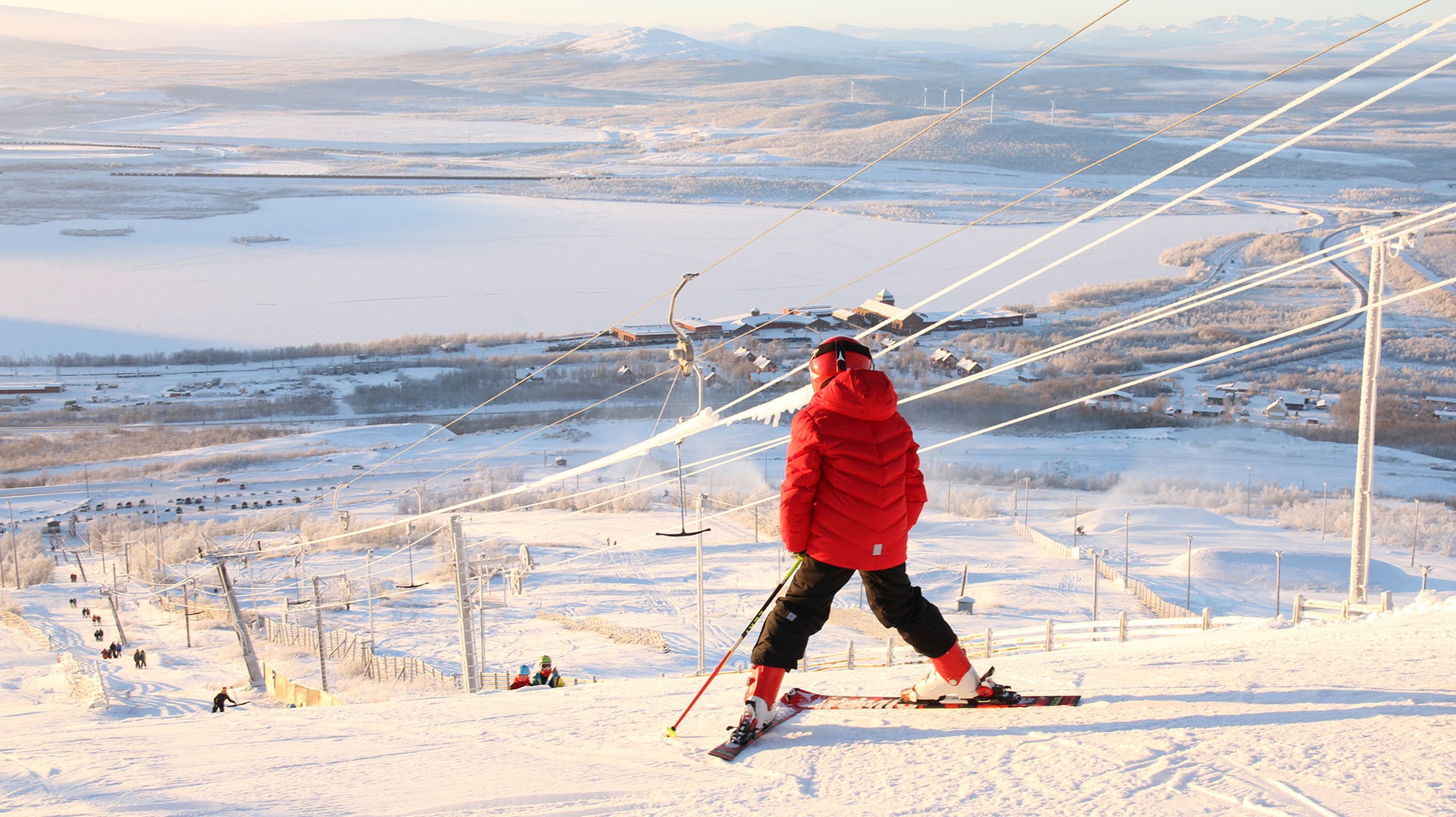 Skidåkning i Luossavaarabacken i Kiruna