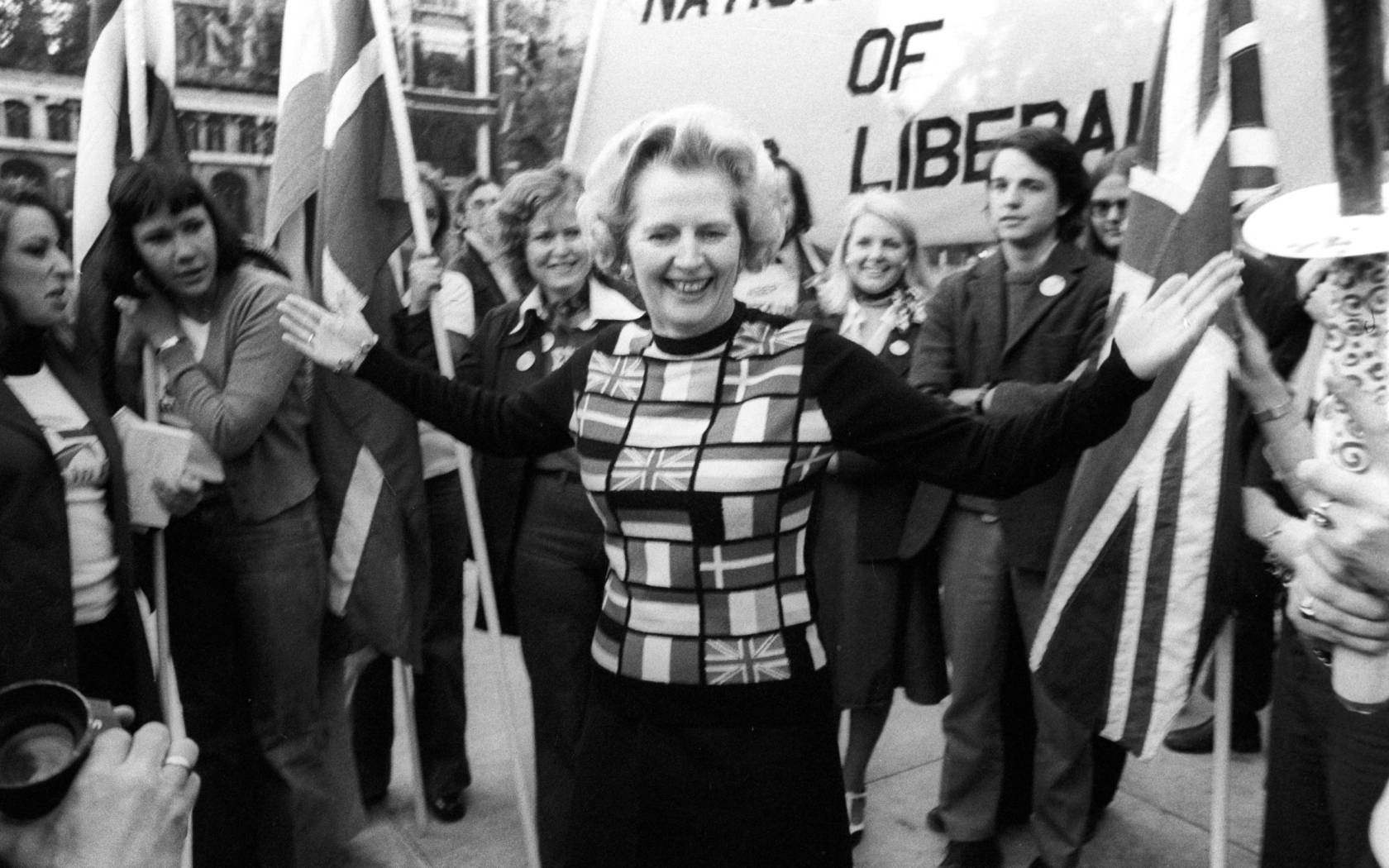 Margaret Thatcher campaigns during the the Referendum on the European Community, 1975.