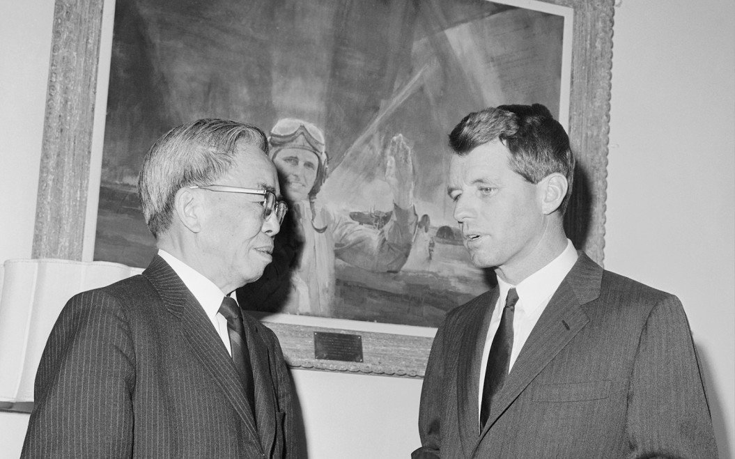 Tsiang Tingfu, left, with Senator Robert Kennedy, 1965