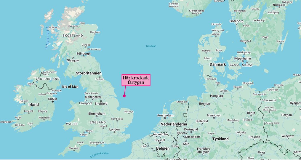 Karta över Nordsjön visar kollision mellan Stena Immaculate och Solong