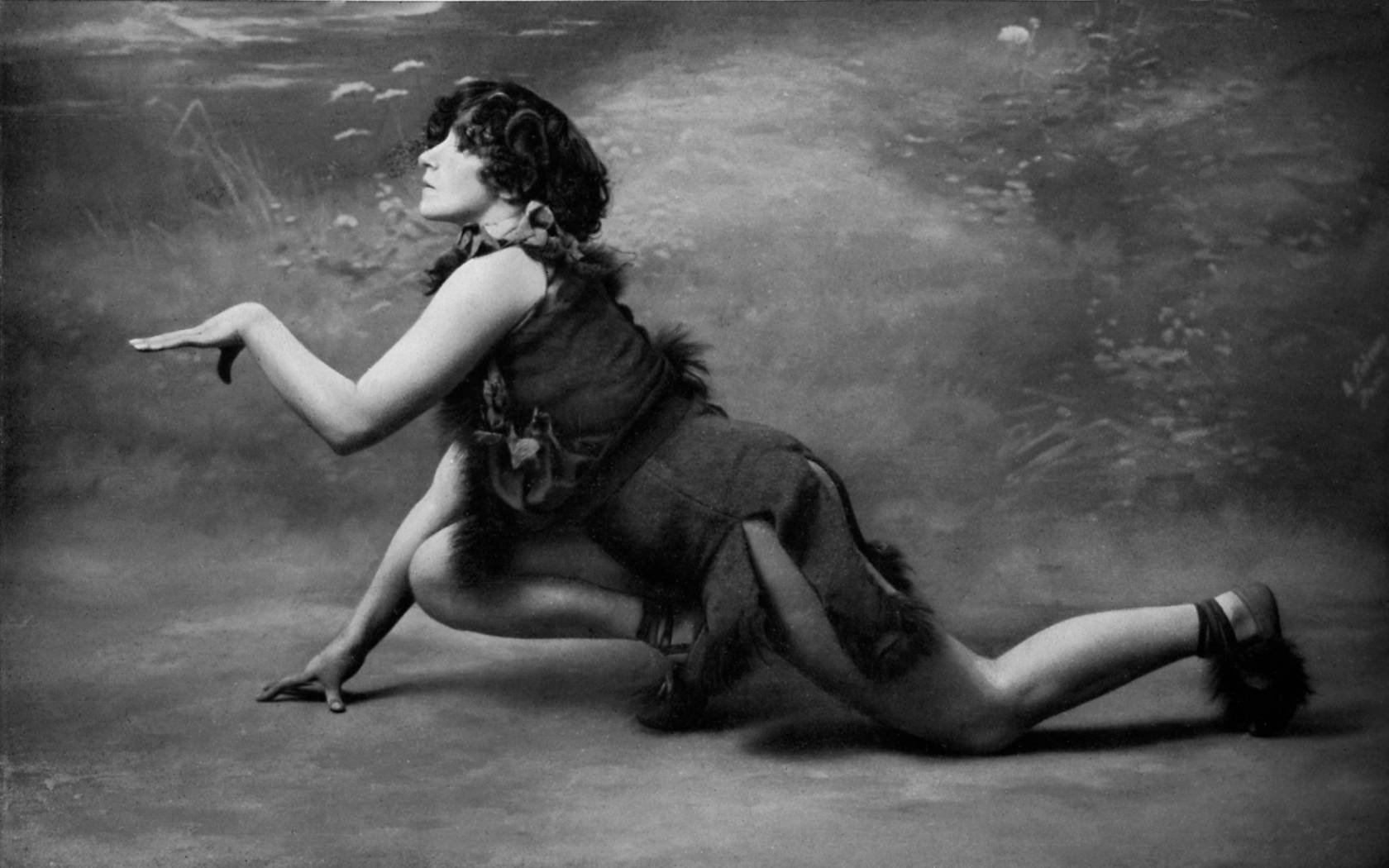Colette in 1906 as Le Petit Faune in Le Desir, La Chimere et l'Amour at theatre Mathurins. Her performance caused a scandal.
