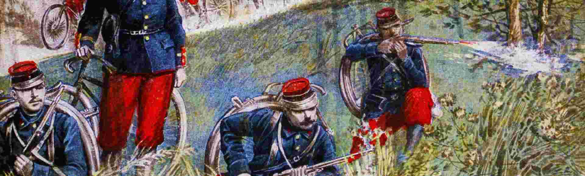 French army cyclists on manoeuvres in 1896.