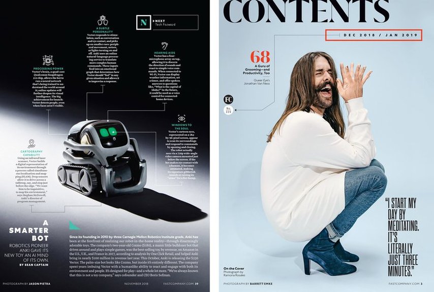 To enkeltsider fra det amerikanske magasinet Fast Company.