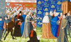 King Richard II of England resigning his crown and abdicating the throne to Henry of Bolingbroke (later, Henry IV of England).