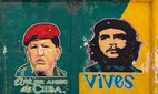 Wall painting of Che Guevara and Hugo Chavez in Havana, Cuba.