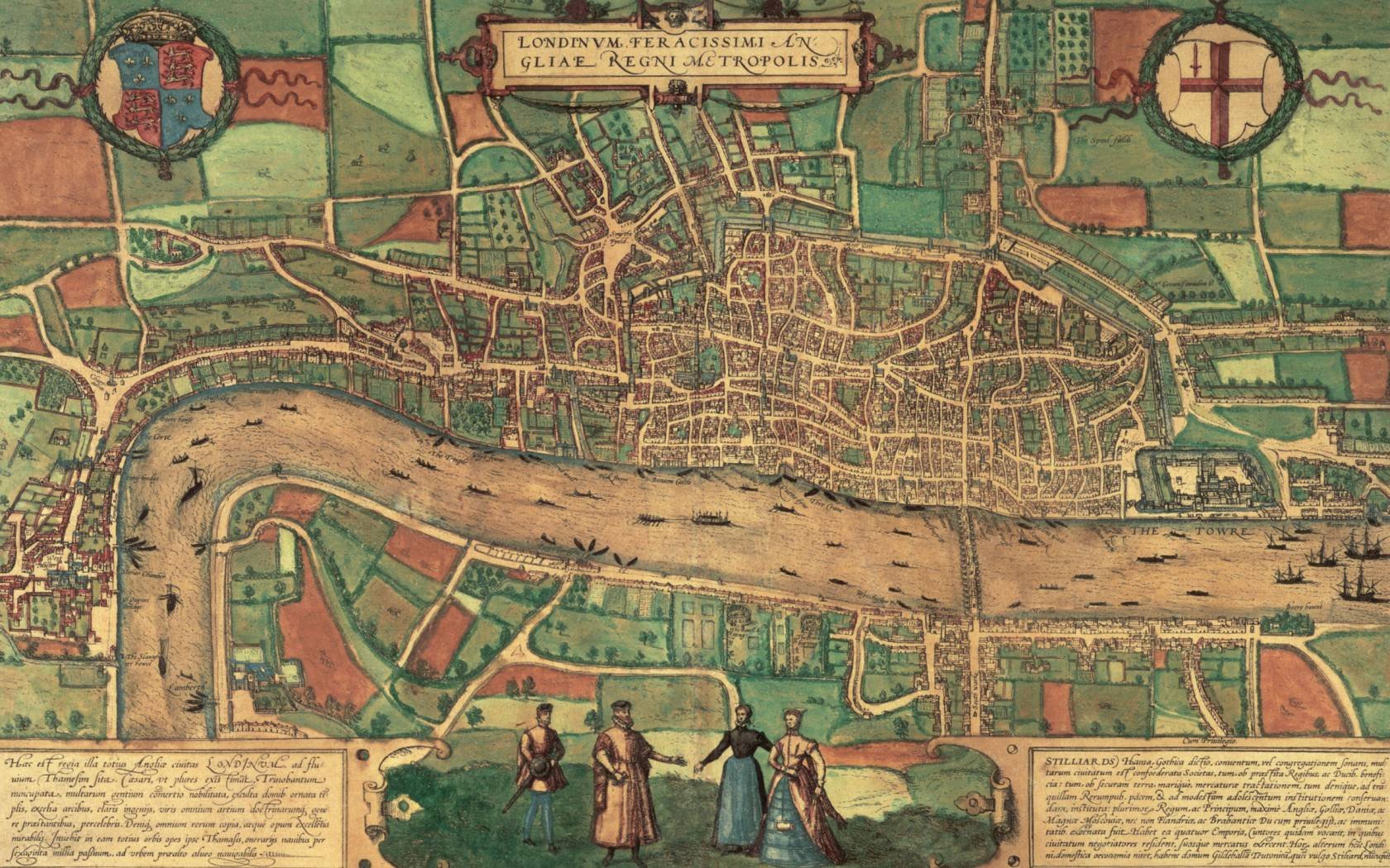 Earliest printed map of London, 1574.