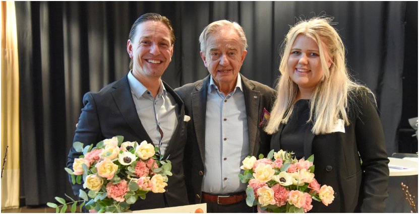 2018 tog universitetslektorn fil dr Tobias Nygren emot årets forskarstipendium och Hilda Kirkhoff blev årets studentstipendiat. I mitten syns Gösta Nordén. 