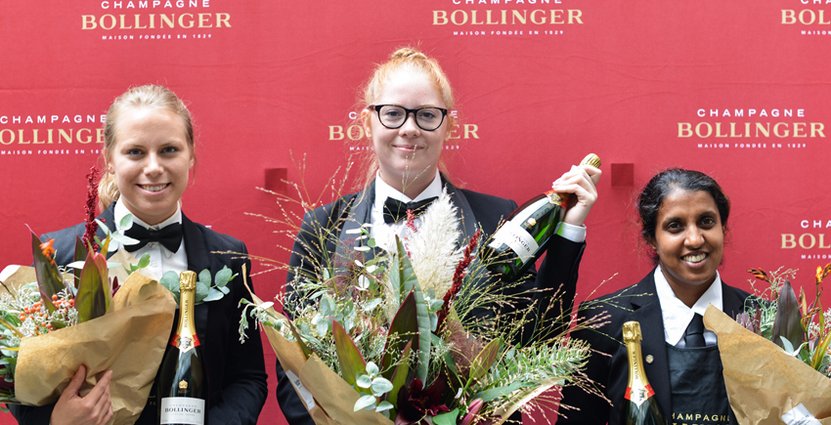 Finalister. Sofia Johansson, Köksbaren i Umeå, Hanna Eriksson, också Köksbaren och Victoria Andersson från Thörnströms Kök i Göteborg. Foto: Pressbild