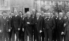 David Lloyd George and other members of the British delegation outside the Palazzo Reale at Genoa with other Allied leaders, 1922.