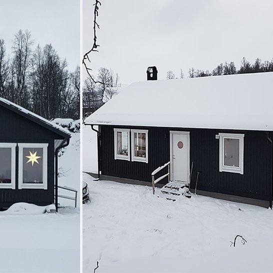 Dark exterior white accent product