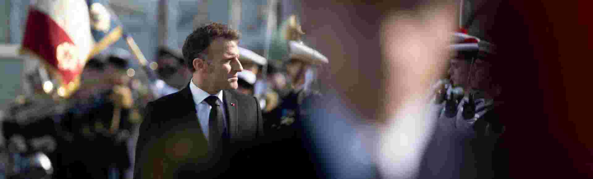 Emmanuel Macron visits a French nuclear submarine navy base.