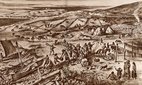 Alan Sorrell's reconstruction of the everyday life and activities of Vikings in the Jarlshof Settlement. Credit: Chronicle