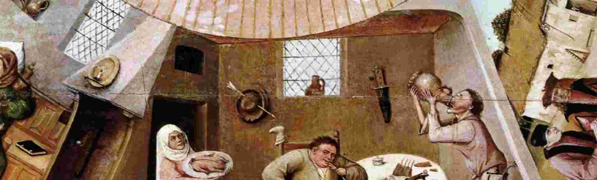 Gluttony depicted within Hieronymus Bosch's 'The Seven Deadly Sins' (c.1500). Credit: Wikimedia/ Museo del Prado, Madrid.