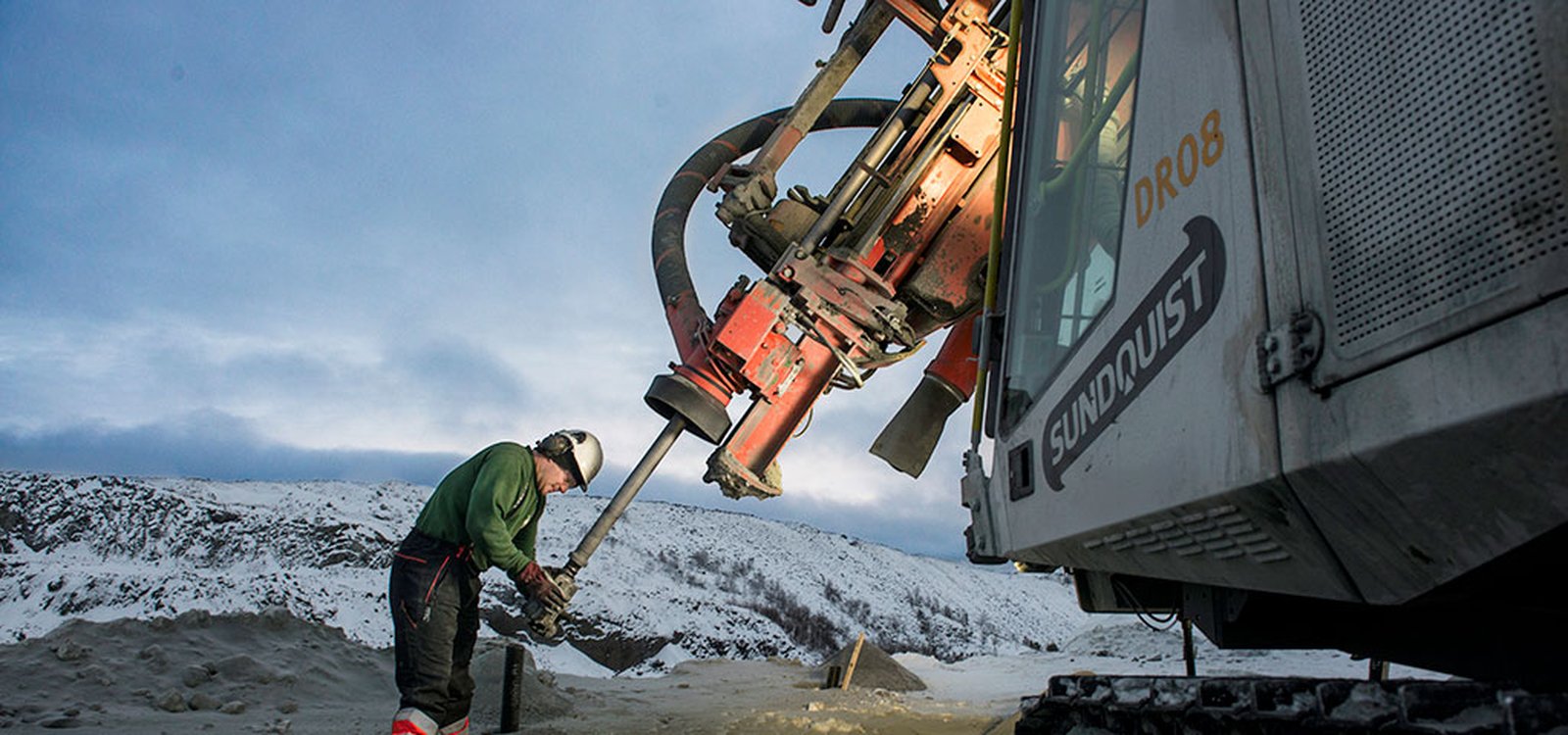 At Sydvaranger, top hammer drilling uses less fuel with better penetration than down-the-hole drilling. 